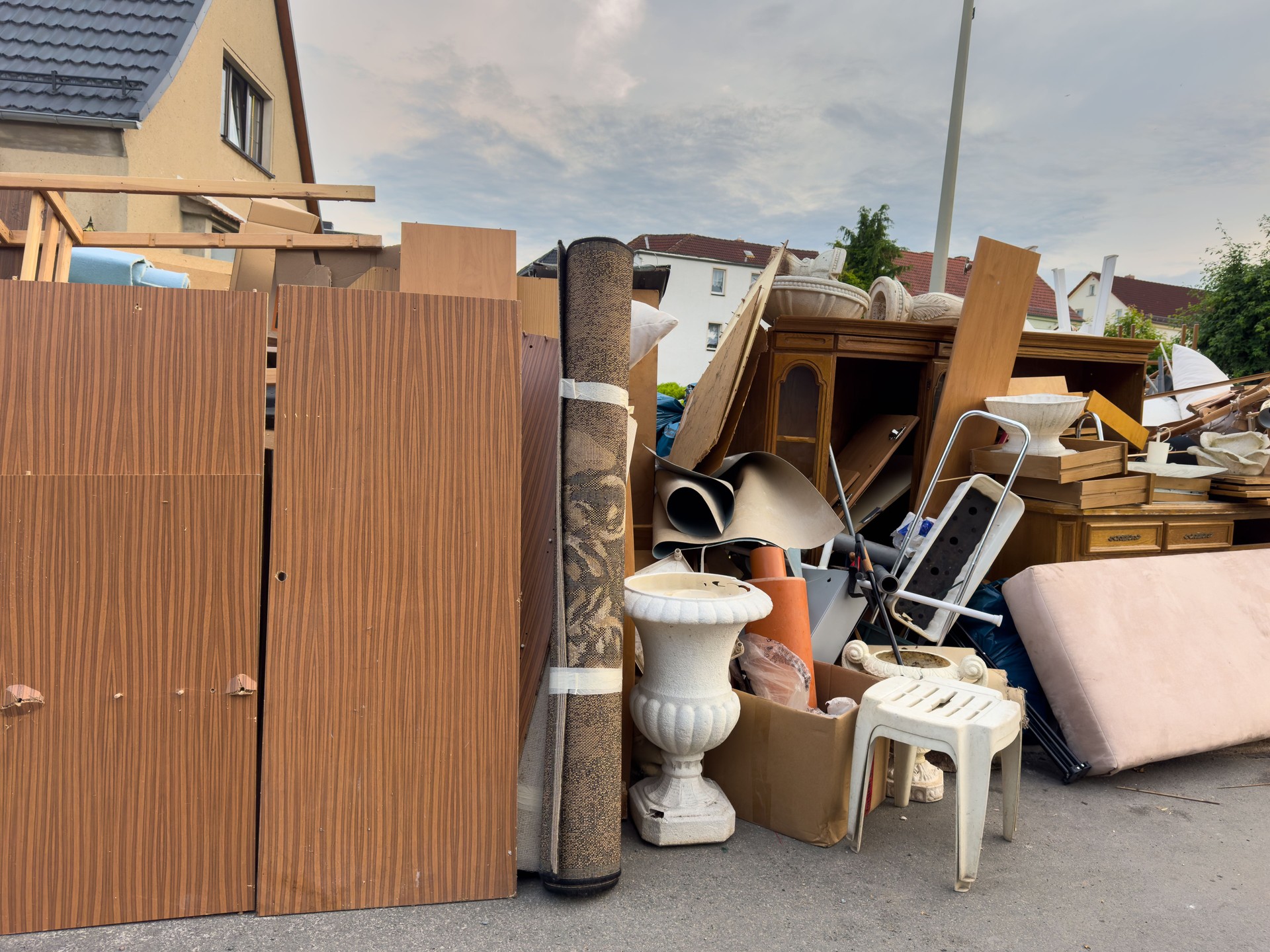 Bulky waste furniture is on the street for recycling at the recycling center